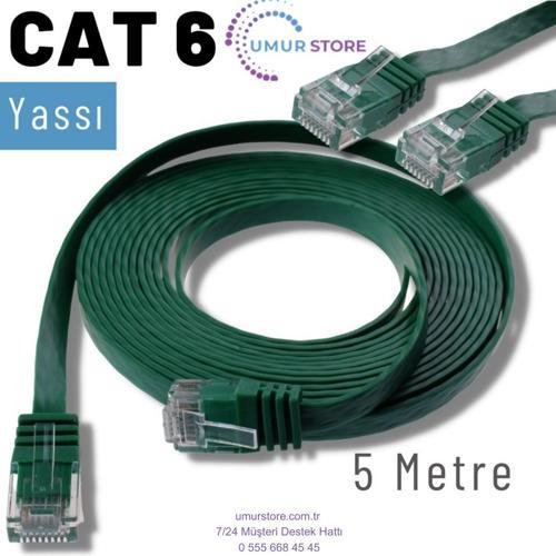 5 Metre Cat6 Kablo Yassı Ethernet Network Lan Ağ Internet Kablosu
