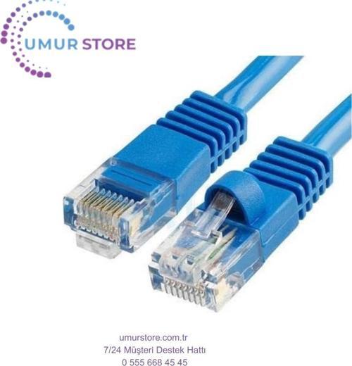 5 Metre Cat6 RJ45 Lan Kablosu Uçlari Fabrikasyon Takili Bilgisayar Modem Mavi Internet Ethernet Kabl
