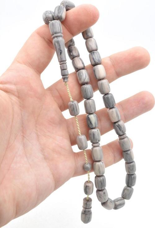 Ebu Sırr Imzalı Kapsül Kesim Hareli Gri Katalin Tesbih