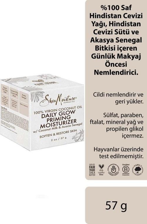 %100 Saf Hindistan Cevizi Yağlı Günlük Makyaj Öncesi Nemlendirici 57GR