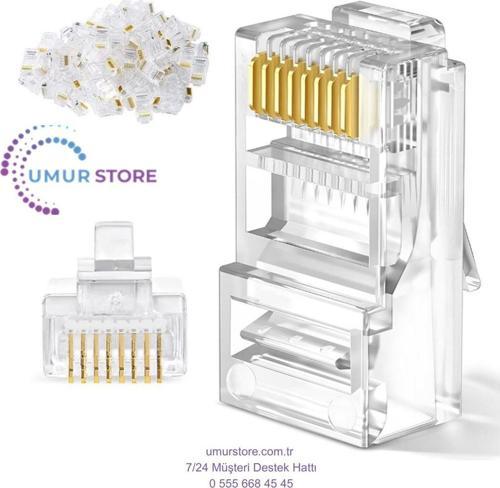 100 Adet RJ45 Cat 5 Konnektör 8P8C Ethernet Jakı RJ45 Cat5 Konnektör Ethernet Kablo Sıkma Uç Fiş