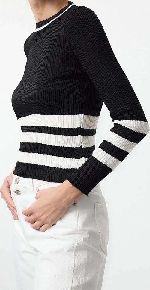 Stil Modern Kadın Regular Standart Kol Bisiklet Yaka Renk Bloklu Triko Kazak