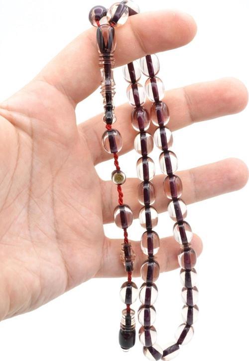 Ebu Sırr Imzalı Tombul Beyzi Kesim Iri Boy Şeffaf Katalin Tesbih