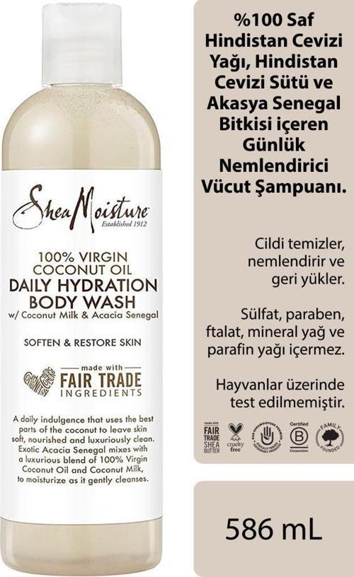 %100 Saf Hindistan Cevizi Yağlı Günlük Nemlendirici Vücut Şampuanı 586ML