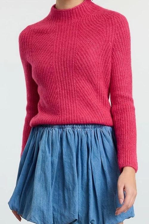 Stil Modern Kadın Regular Reglan Kol Dik Yaka Yumuşak Dokulu Triko Kazak