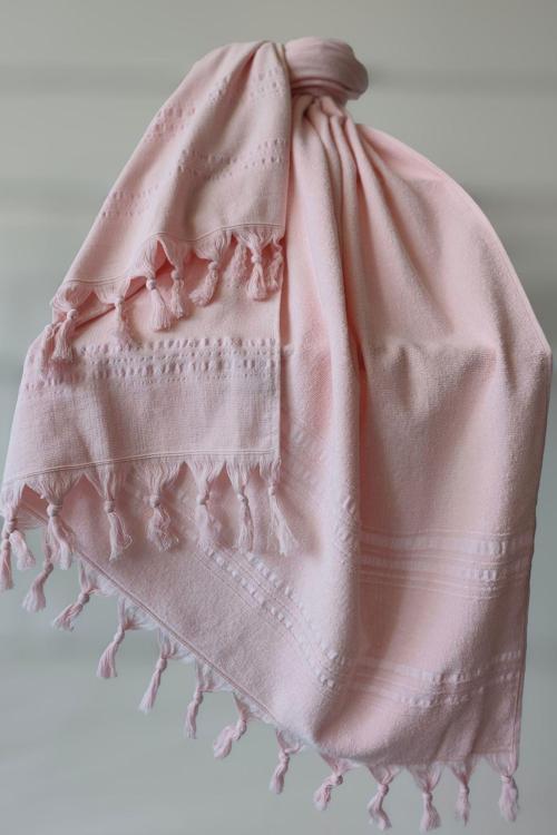 Açık Pembe Çizgili Havlu Peştemal 90x170cm - Yumuşak Plaj Havlusu- %100 Pamuk