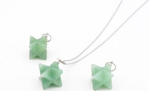 Hakiki Doğal Aventurin Taşı Merkaba Kolye Ucu 1.kalite