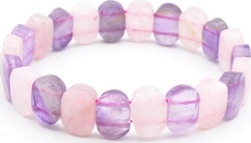 Hakiki Doğal Faset Yüzeyli Pembe Kuvars Ametist Taşı Bileklik