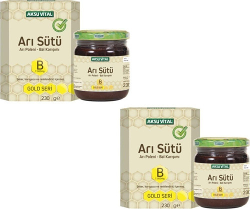 2 Adet Gold B 7.000 Mg Arı Sütü Arı Poleni Bal Karışımı 220 G