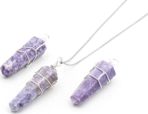 Hakiki Doğal Lepidolit Taşı Kolye Ucu 1.kalite