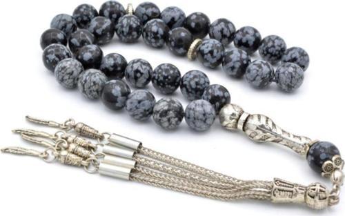 Hakiki Doğal Obsidyen Taşı Tesbih Iri Boy 1.kalite 003