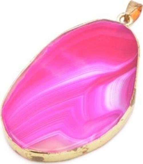 Hakiki Sarı Çerçeveli Pembe Akik Kolye Ucu 1.kalite 001