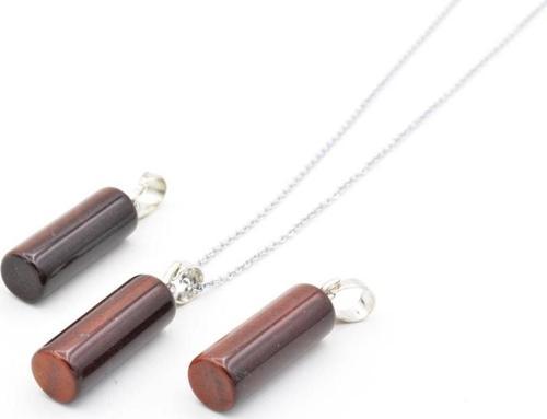 Hakiki Silindir Şeklinde Doğal Kırmızı Kaplan Gözü Taşı Kolye Ucu 1.kalite