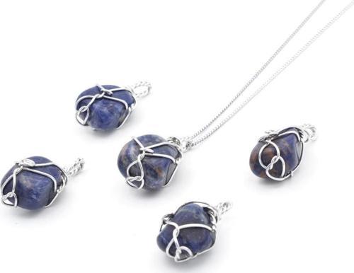 Hakiki Doğal Sodalit Taşı Kolye Ucu 002