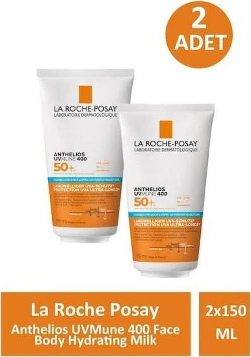 La Roche Posay Anthelios Uvmune 400 Face Body Hydrating Milk 150 Ml- 2 ADET- SKT: 01/2028