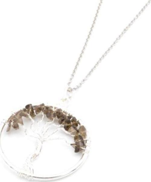 Hakiki Dumanlı Kuvars Taşı Hayat Ağacı Kolye Ucu 1.kalite