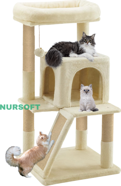 Demonte Kurulabilir Katlı Teraslı Welsoft Kumaşlı Jüt İp Tırmalamalı Kedi Yuvası