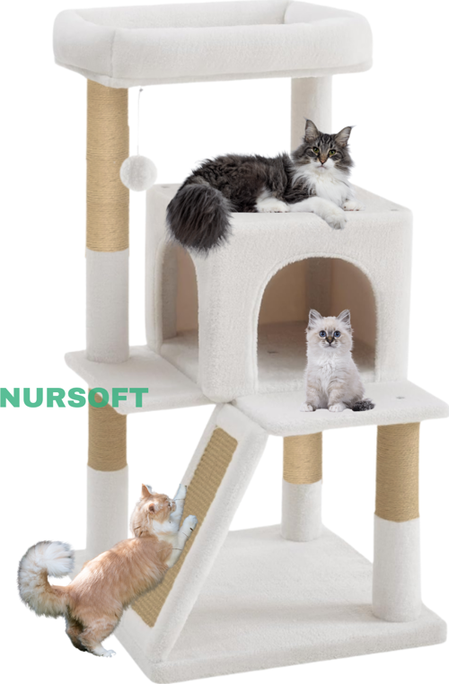 Demonte Kurulabilir Katlı Teraslı Welsoft Kumaşlı Jüt İp Tırmalamalı Kedi Yuvası