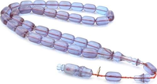 M.tacir Usta Imzalı Kapsül Kesim Şeffaf Delim Mavi Ateş Kehribar Tesbih