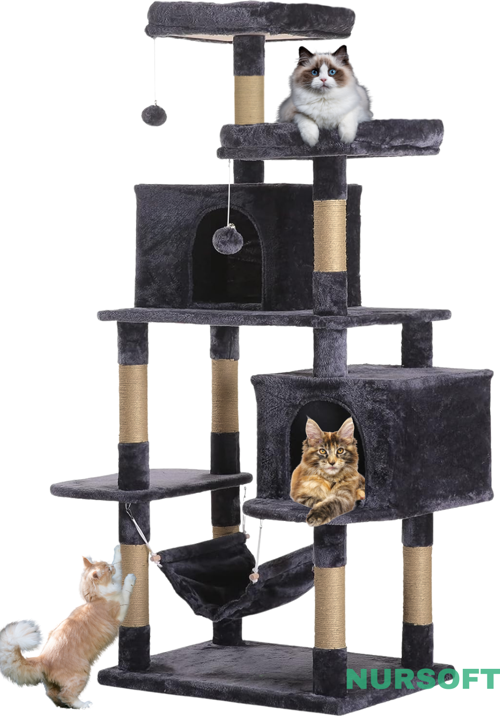 Demonte Kurulabilir Çift Yuvalı Lüx Büyük Boy Jüt Ip Tırmalamalı Kedi Oyun Evi Kedi Tırmalaması