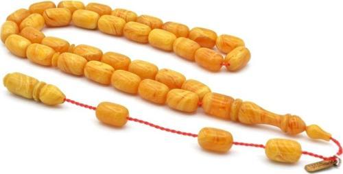 Mustafa Uysal Usta Yapımı Kapsül Kesim Hareli Sarı Sıkma Kehribar Tesbih