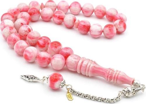 Hakkı Usta Imzalı Kamçılı Küre Kesim Pembe Çekoslavak Katalin Tesbih