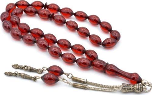 Orjinal Sıkma Kehribar Tesbih Arpa Kesim