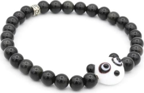 Panda Tasarım Doğal Rainbow Obsidyen Bileklik 1.kalite 6 Mm