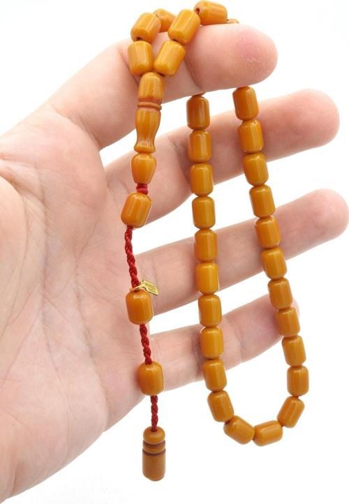 Hakkı Usta Imzalı Kapsül Kesim Bilek Boy Sıkma Kehribar Tesbih 113