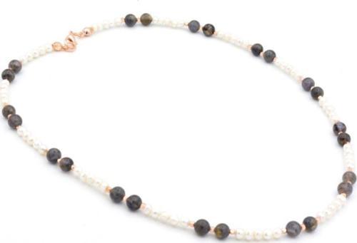 Rose Tasarım Doğal Iyolit Ve Inci Kolye