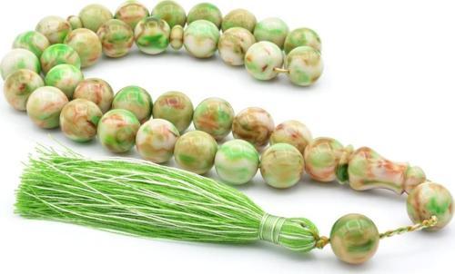 Saçaklı Küre Kesim Dev Boy Yeşil Beyaz Katalin Tesbih