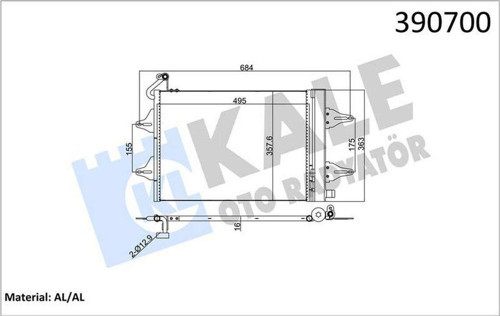 Klima Kondenseri Polo-Fox-Cordoba-Ibıza-Roomster-Fabıa Al/Al 515X362X16 612138