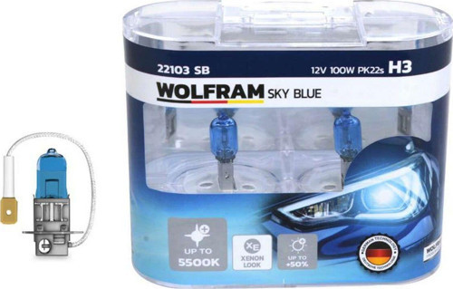 Ampul 12V H3 100 Pk22S Sky Blue Beyaz Işık 613138