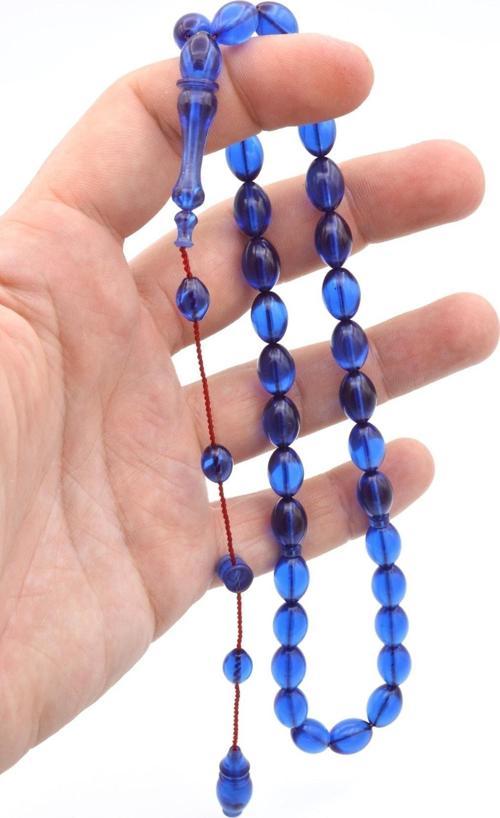 Hikmet Al Said Imzalı Beyzi Kesim Lacivert Ateş Kehribar Tesbih