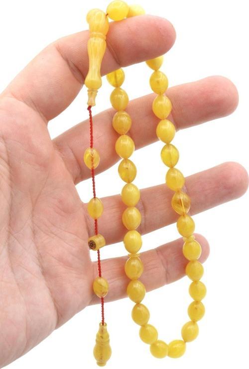 Hikmet Al Said Imzalı Miskevi Sarı Katalin Tesbih