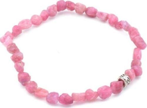 Unisex Pembe Hakiki Amorf Kesim Doğal Turmalin Taşı Bileklik