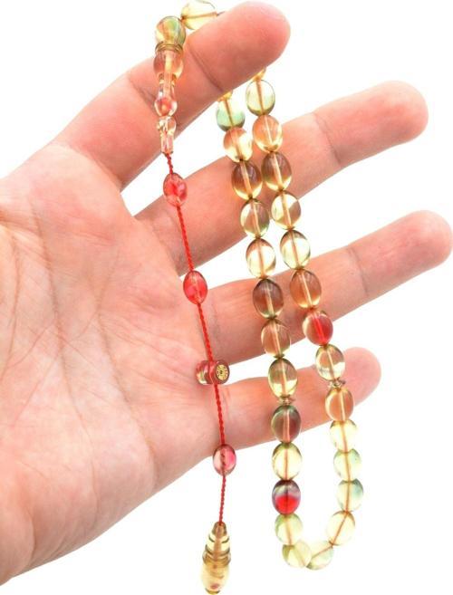 Usta Imzalı Sistemli Beyzi Model Karışık Renk Sıkma Kehribar Tesbih 144