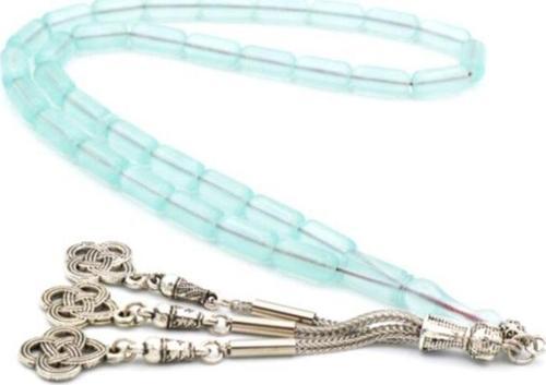 Usta Işçilikli A Kalite Kapsül Kesim Açık Mavi Uçak Camı Tesbih 003