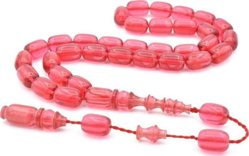 Usta İşçilikli Sistemli Kapsül Kesim Pembe Sıkma Kehribar Tesbih