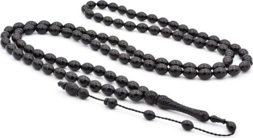 Usta Işi Arpa Kesim 99 Luk Siyah Toz Pres Kehribar Tesbih Iri