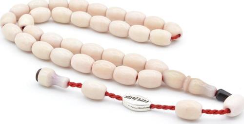 Şükrü Baba Imzalı Beyzi Kesim Beyaz Sıkma Kehribar Tesbih