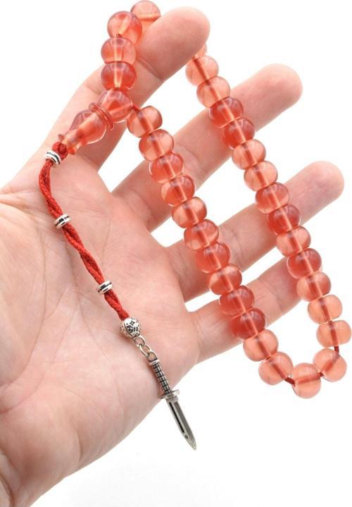 Usta Işi Basık Model Açık Kırmızı Iran Necef Bağa Tesbih Iri Boy 002