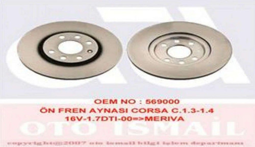 Ön Fren Aynası Corsa C Z14 Y17Dt 00-03 1.3Cdti03 Combo 01-03 1.3Cdti 04 Tıgra 04 260X23.9 612138