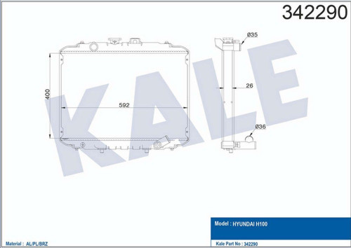 Radyatör Hyundaı Hyundaı Hyundaı H100 Box-Bus-L300 Box-Bus Al-Pl-Brz 612138