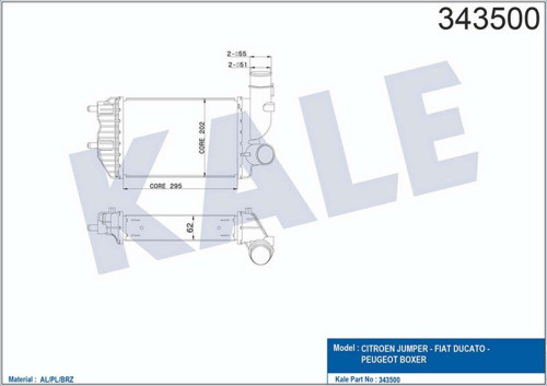 Turbo Radyatörü Intercooler Ducato-Jumper-Boxer Al/Pl/Brz 295X202X62 612138