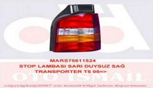 Stop Lambası Sağ Duysuz Volkswagen Transporter T5 03-09 Sarı 612138