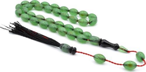 Usta Işi Sistemli Arpa Kesim Yeşil Sıkma Kehribar Tesbih 093