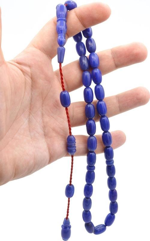 Usta Işi Sistemli Badem Kesim Koyu Mavi Katalin Tesbih