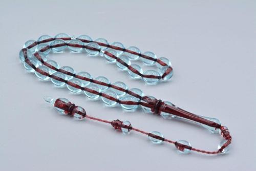 Usta Işi Sistemli Beyzi Kesim Bordo Mavi Uçak Camı Tesbih