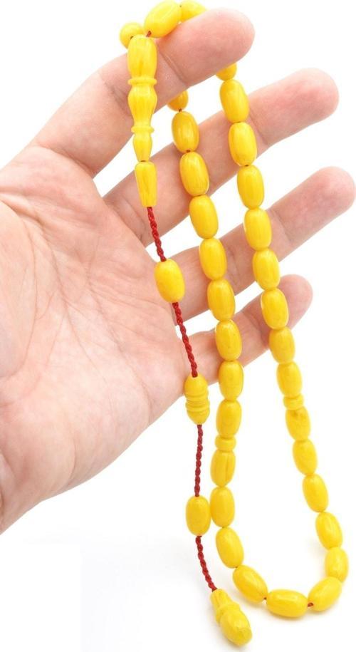 Usta Işi Sistemli Kapsül Kesim Iri Boy Damarlı Sarı Katalin Tesbih